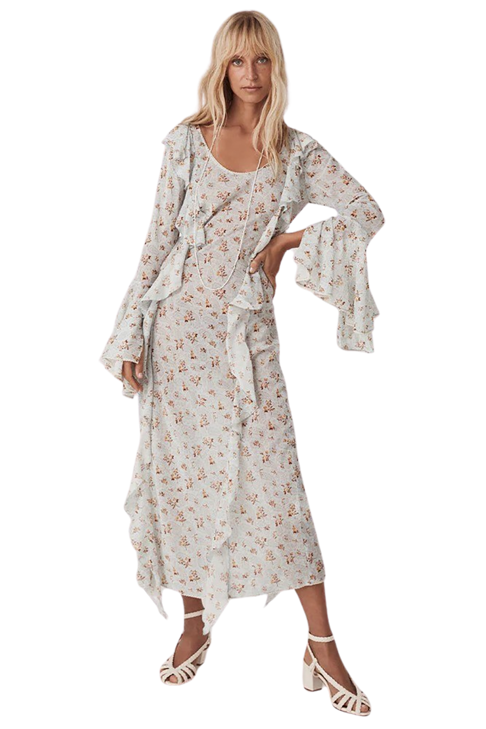 Fleur Frill Bias Maxi Dress