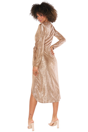Kimora Wrap Dress - Tan Confetti