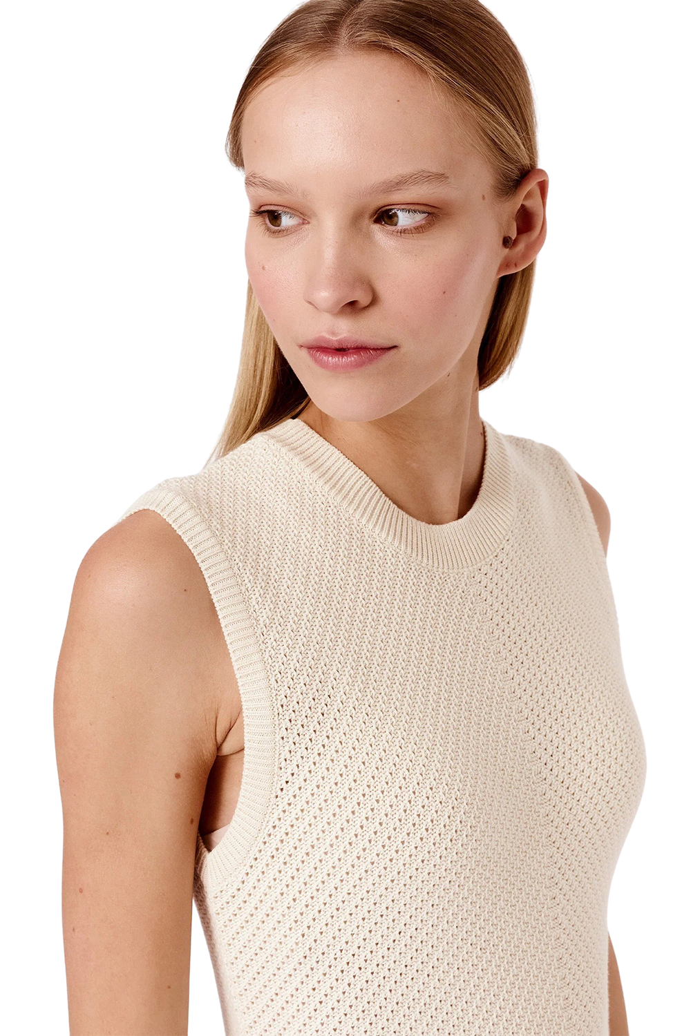 Knitted Pinpoint Dress - Cream