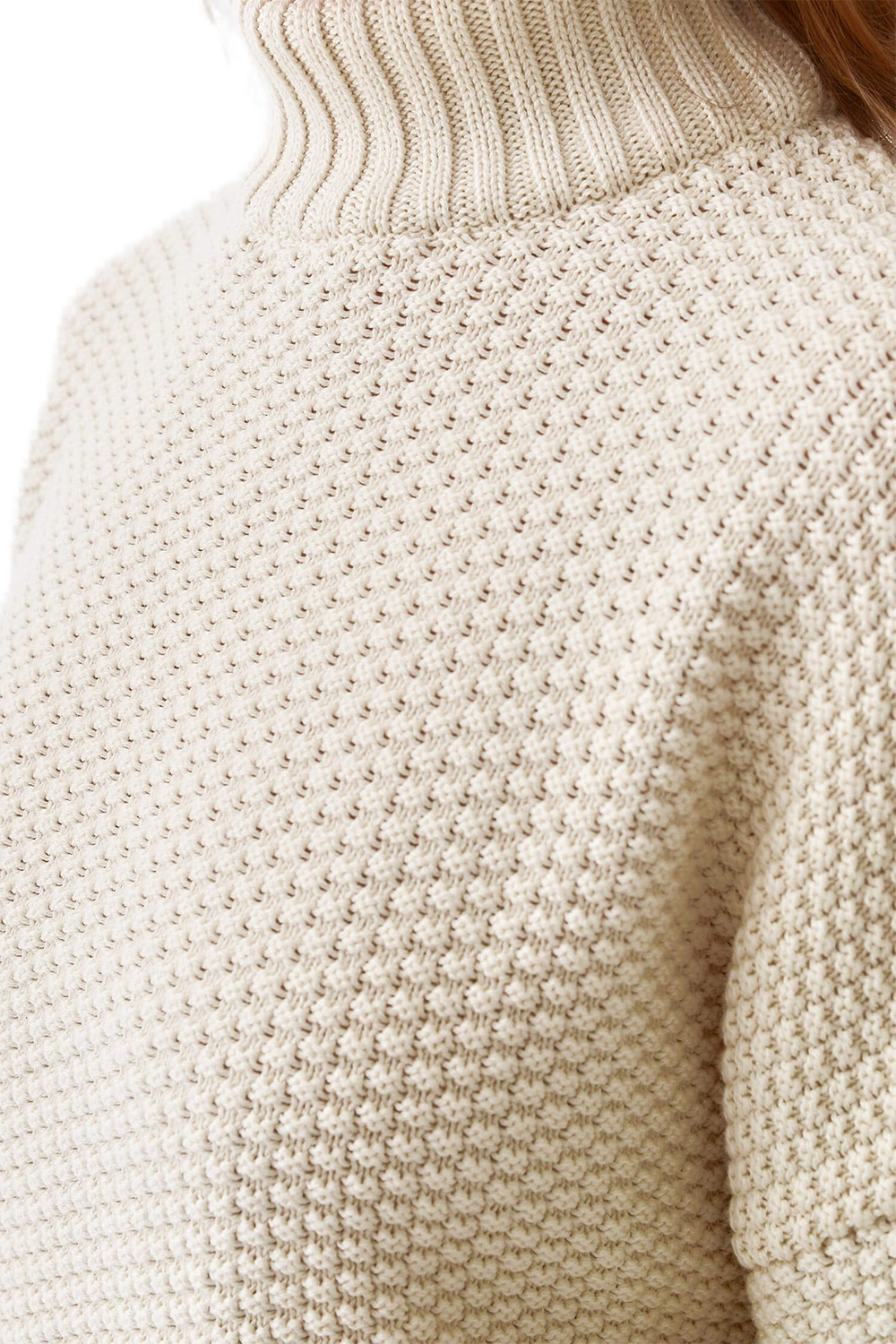 Knitted Rice Cubes Pullover - Cream