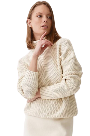 Knitted Rice Cubes Pullover - Cream