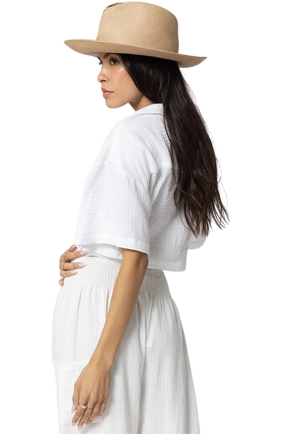 Knot Front Shirt - White Gauze