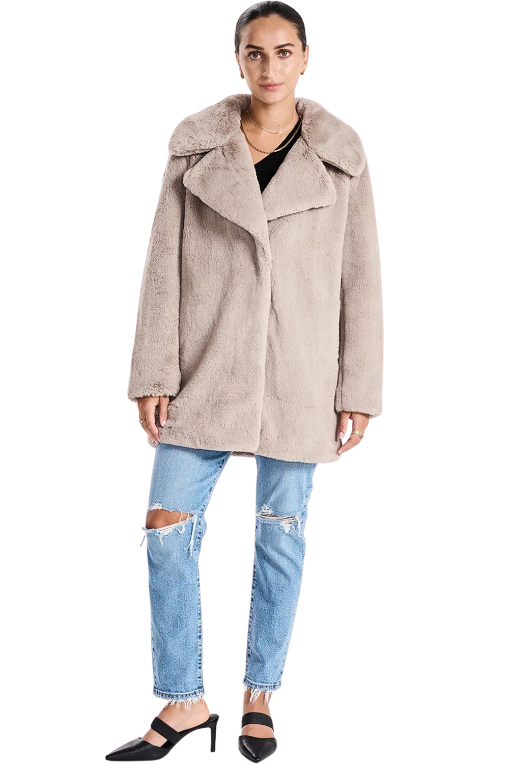 Stone Faux Fur Jacket