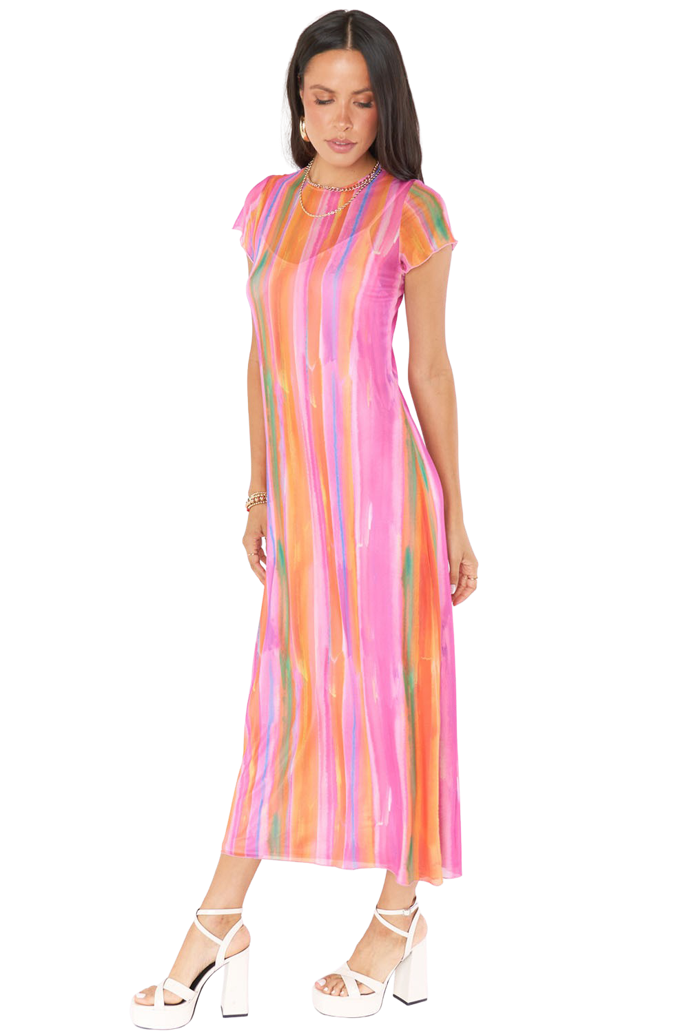 Molly Midi Dress - Sunset Stripe