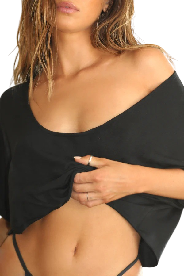 Slouchy Crop Tee - Black