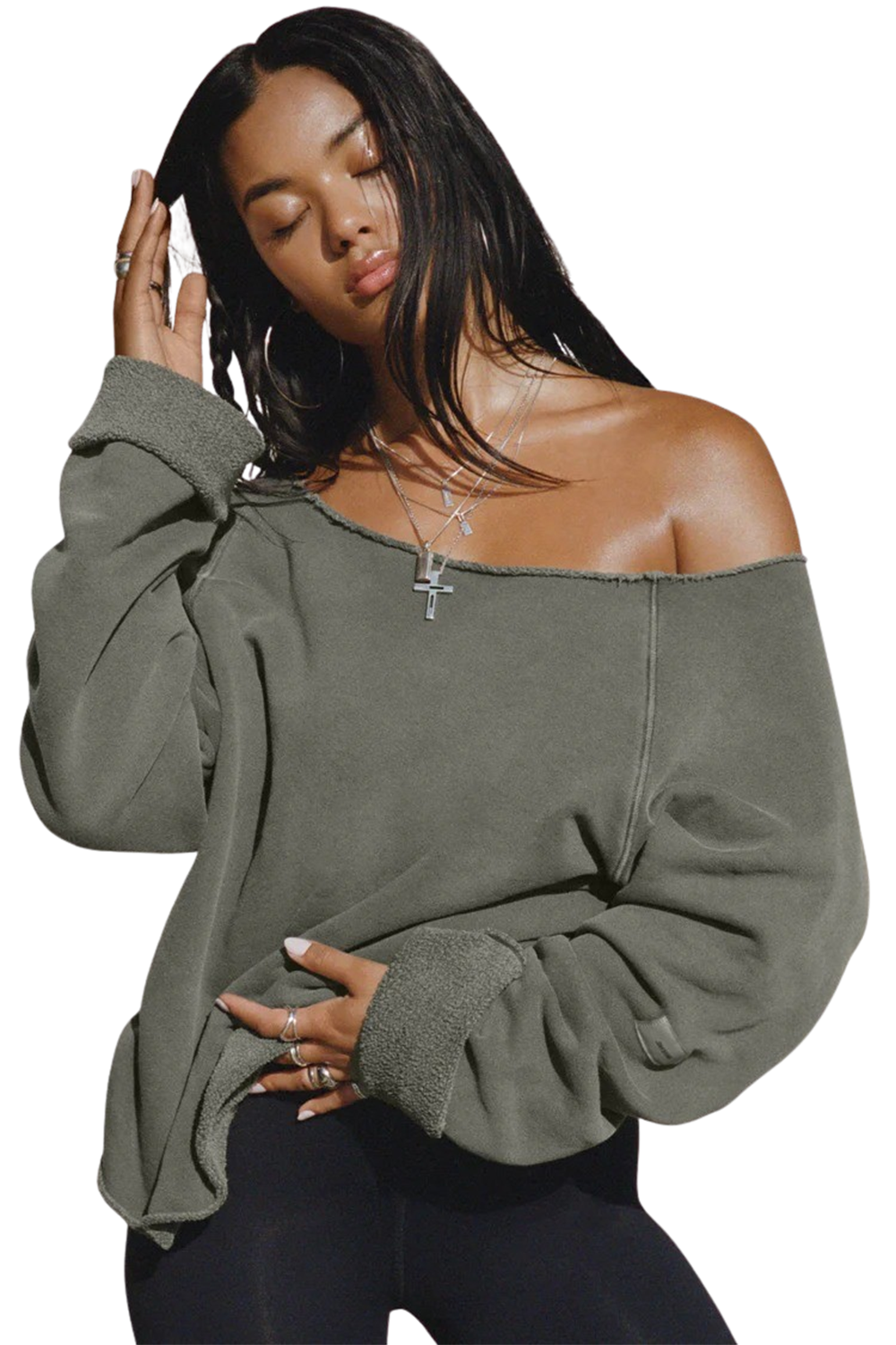 Slouchy Pullover Sweatshirt - Washed Sage