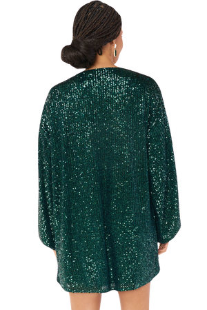 Sure Thing Mini Dress - Emerald Sequins
