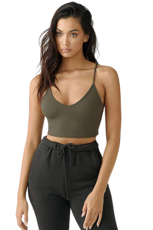 Strappy Crop Tank - Army
