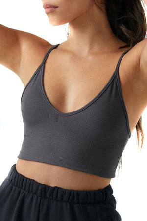Strappy Crop Tank - Charcoal