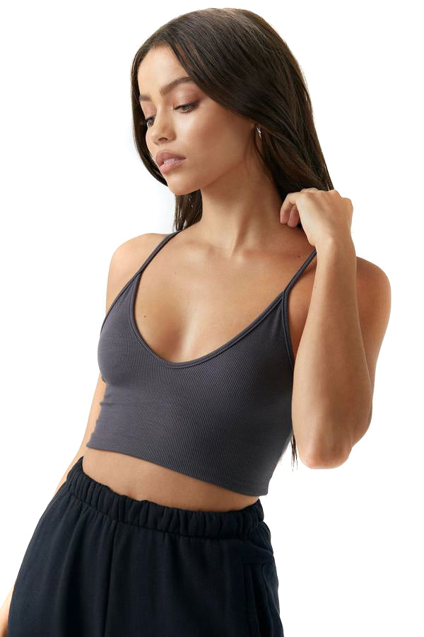 Strappy Crop Tank - Charcoal